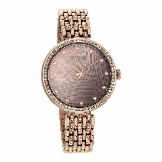 Titan Animalia Brown Dial Analog Stainless Steel Strap watch for Women