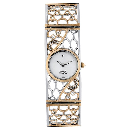 Titan Raga White Dial Women Watch With Metal Strap