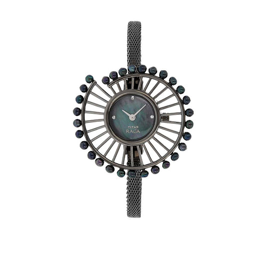 Titan Raga Black Dial Women Watch With Bimetal Strap