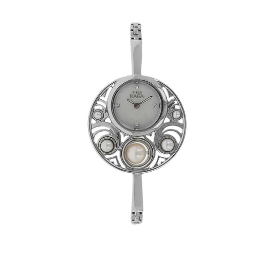 Titan Raga Mother of Pearl Dial Women Watch With Metal Strap