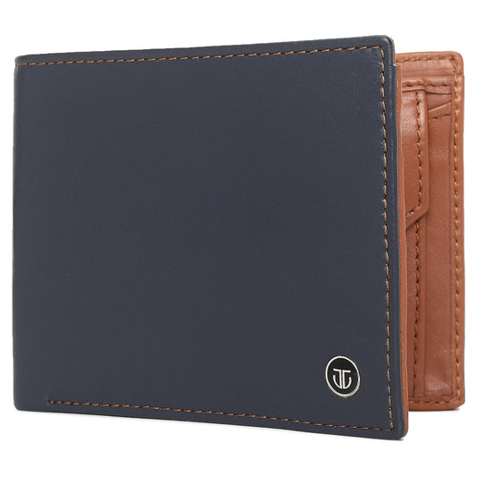 Blue Leather Bi-Fold Wallet