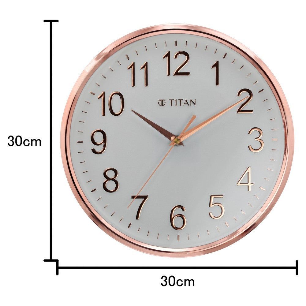 Contemporary Rose Gold Metallic Finish Wall Clock with Silent Sweep Technology - 30 cm x 30 cm (Medium)