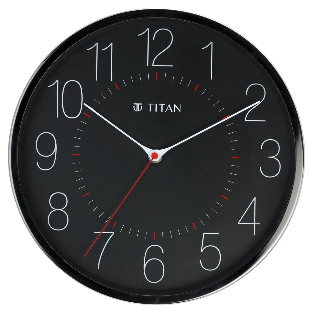 Metallic Black Wall Clock with Slim Hands - 30 cm x 30 cm (Medium)