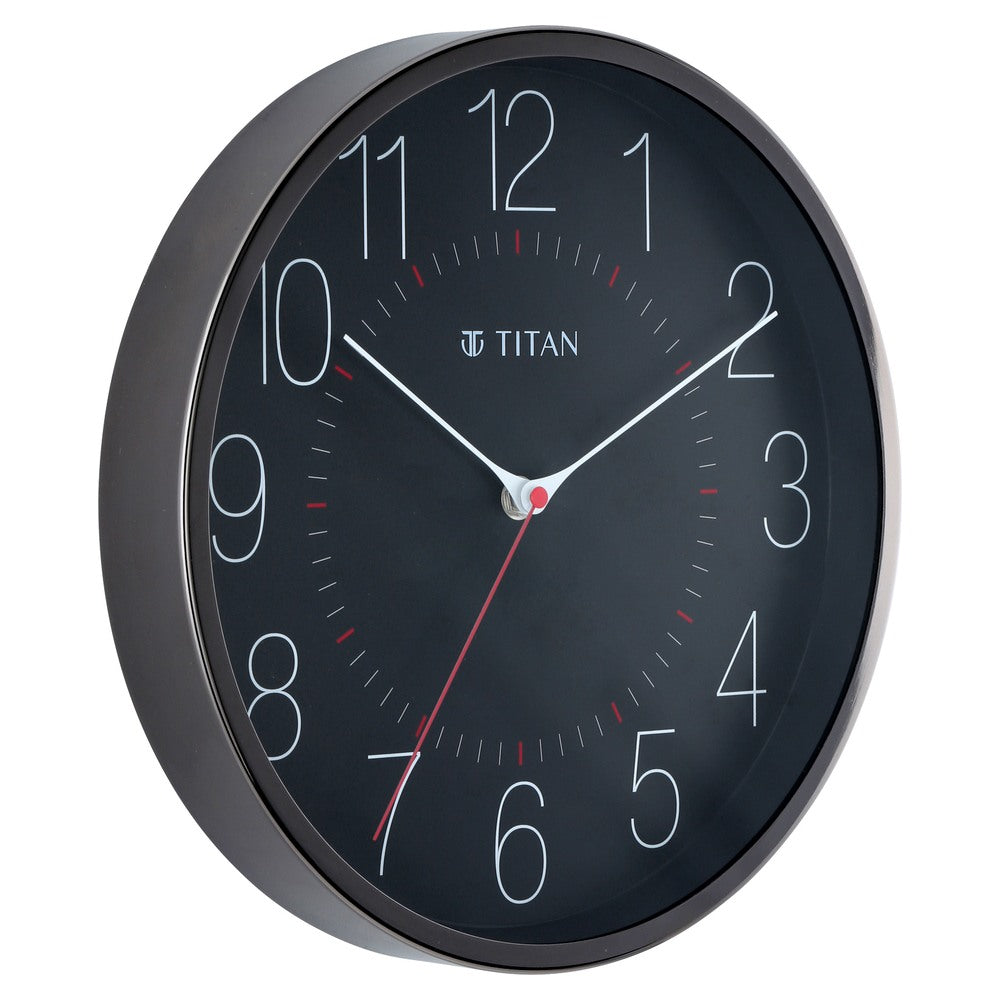 Metallic Black Wall Clock with Slim Hands - 30 cm x 30 cm (Medium)