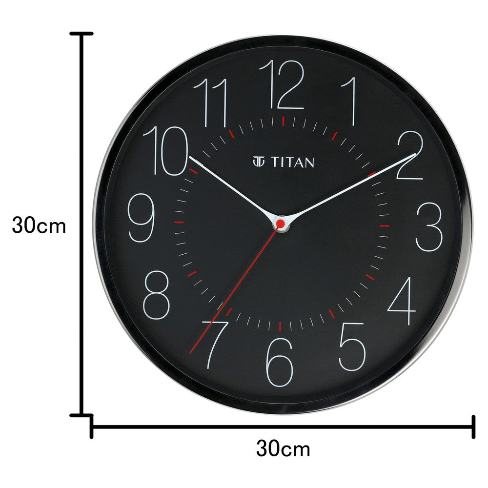 Metallic Black Wall Clock with Slim Hands - 30 cm x 30 cm (Medium)