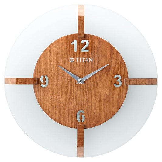 Titan Wood & Glass Fusion Wall Clock - 32 cm x 32 cm (Medium)