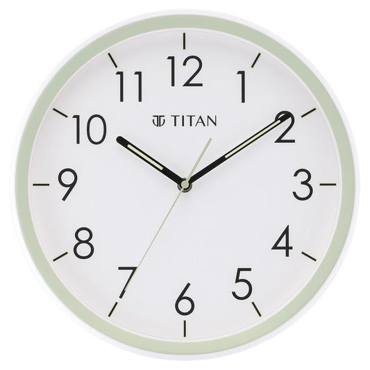 Titan 32.5 cm Green-Lume Wall Clock: Stylish Nighttime Illumination