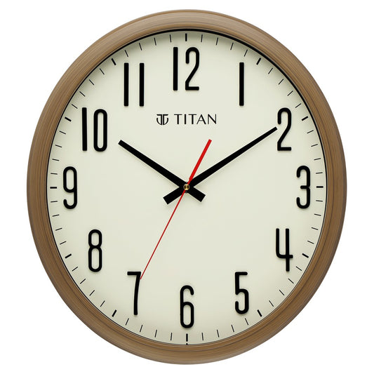 Brown Wooden Texture Oval Clock with White Dial and Silent Sweep Technology - 37 cm x 41.5 cm (Large)