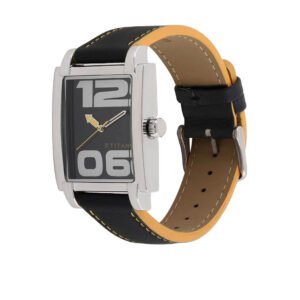 Titan Black Dial Leather Strap Watch 1593SL01
