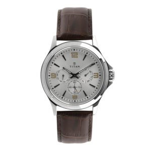 Silver Dial Brown Leather Strap Watch 1698SL01