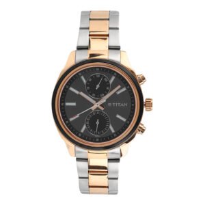 1733Km03 Black Dial Chronograph Watch For Men- Silver/Gold