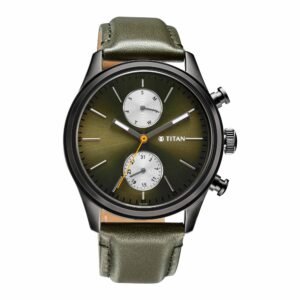 Elmnt Olive Green Dial Leather Strap Watch 1805QL01
