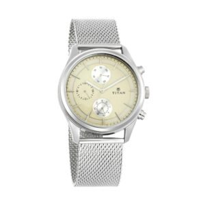Workwear Watch with Champagne Dial & Silver Metal Strap 1805SM01