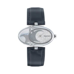 Silver Dial Black Leather Strap Watch 6024SL01