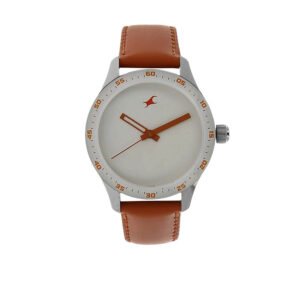 White Dial Orange Leather Strap Watch 6078SL04