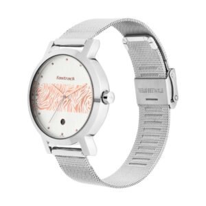 Fastrack Animal Print Watch with Silver with Rose Gold pattern on Dial 6222SM03