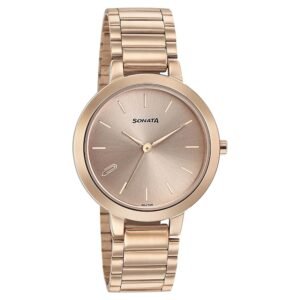 Sonata Play with Rose Gold Dial Stainless Steel Strap Watch 8141WM01