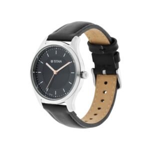 Workwear Watch with Black Dial & Leather Strap 2639SL01