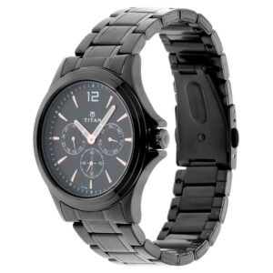 Titan Black Dial Stainless Steel Strap Watch 1698NM01