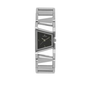 TITAN Black Dial Silver Stainless Steel Strap Watch 2486SM02
