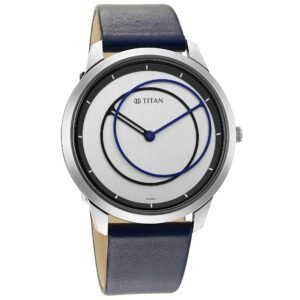 TITAN Geometrix Silver Dial Leather Strap Watch 1801SL02 for Men