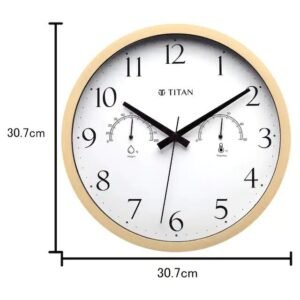 Contemporary Wooden Finish White Wall Clock with Thermometer & Hygrometer – 30 cm x 30 cm (Medium) W0046PA01