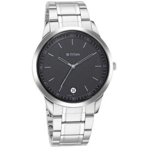 Titan Minimals Watch with Black Dial & Analog with Date Function for Men 1806SM02
