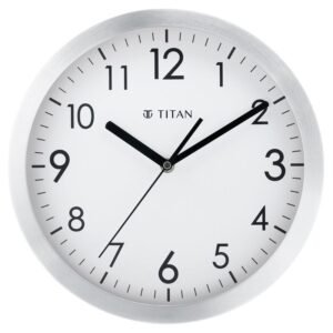 Titan Metallic White Wall Clock with Brushed Case -W0006MA01